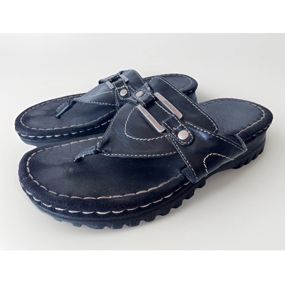 Vintage Y2K 90s Rugged Outback Black Chunky Thong Slip On Sandals Size 7.5 - Picture 4 of 9